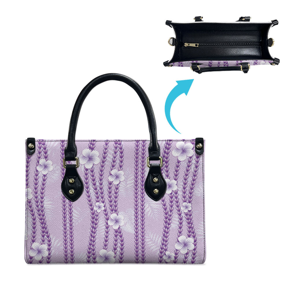 Hawaii Queen Liliuokalani Leather Bag Lavender Lei Pua Kalaunu LT05 - Polynesian Pride