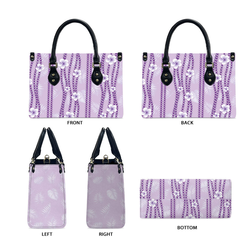 Hawaii Queen Liliuokalani Leather Bag Lavender Lei Pua Kalaunu LT05 - Polynesian Pride
