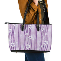 Hawaii Queen Liliuokalani Leather Tote Bag Lavender Lei Pua Kalaunu LT05 - Polynesian Pride