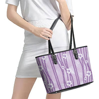 Hawaii Queen Liliuokalani Leather Tote Bag Lavender Lei Pua Kalaunu LT05 - Polynesian Pride