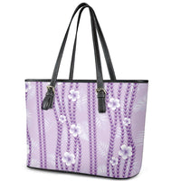 Hawaii Queen Liliuokalani Leather Tote Bag Lavender Lei Pua Kalaunu LT05 - Polynesian Pride