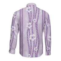 Hawaii Queen Liliuokalani Long Sleeve Button Shirt Lavender Lei Pua Kalaunu LT05 - Polynesian Pride