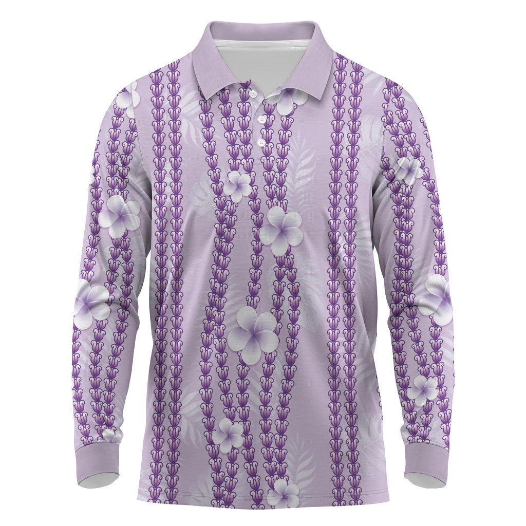 Hawaii Queen Liliuokalani Long Sleeve Polo Shirt Lavender Lei Pua Kalaunu LT05 Lavender - Polynesian Pride