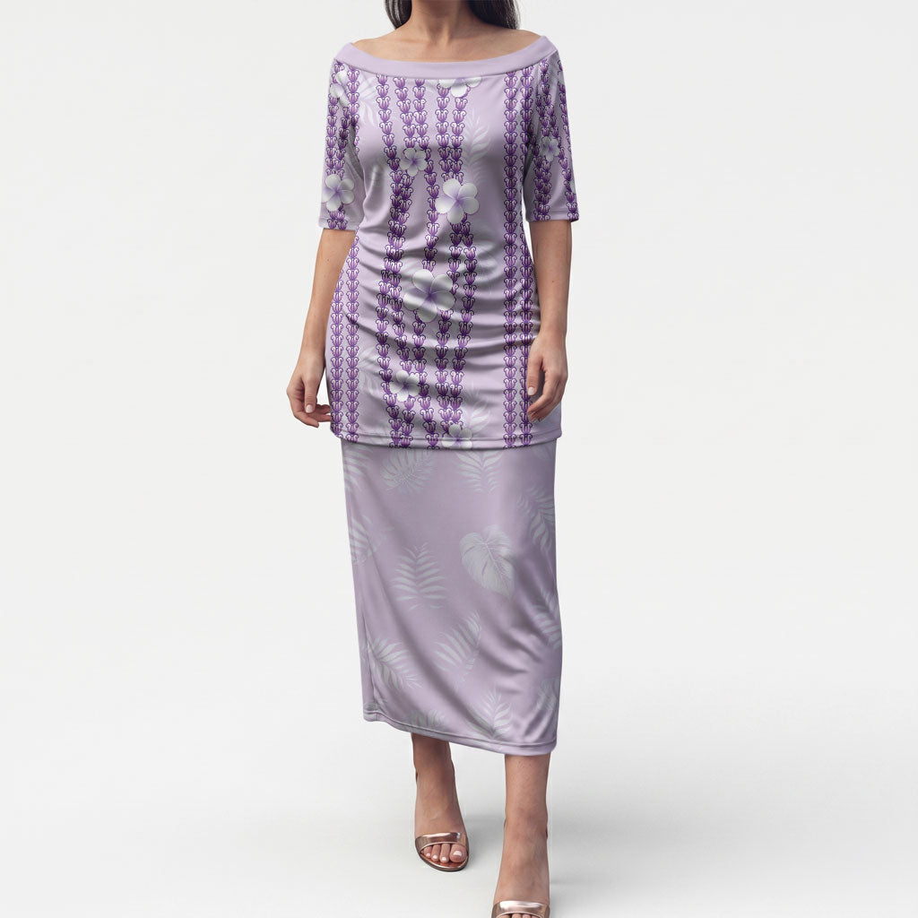 Hawaii Queen Liliuokalani Puletasi Lavender Lei Pua Kalaunu LT05 Long Dress Lavender - Polynesian Pride