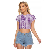 Hawaii Queen Liliuokalani Raglan Cropped T Shirt Lavender Lei Pua Kalaunu LT05 Female Lavender - Polynesian Pride