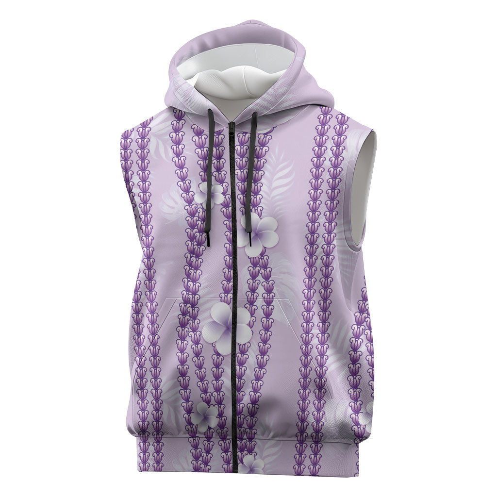 Hawaii Queen Liliuokalani Sleeveless Zip Hoodie Lavender Lei Pua Kalaunu