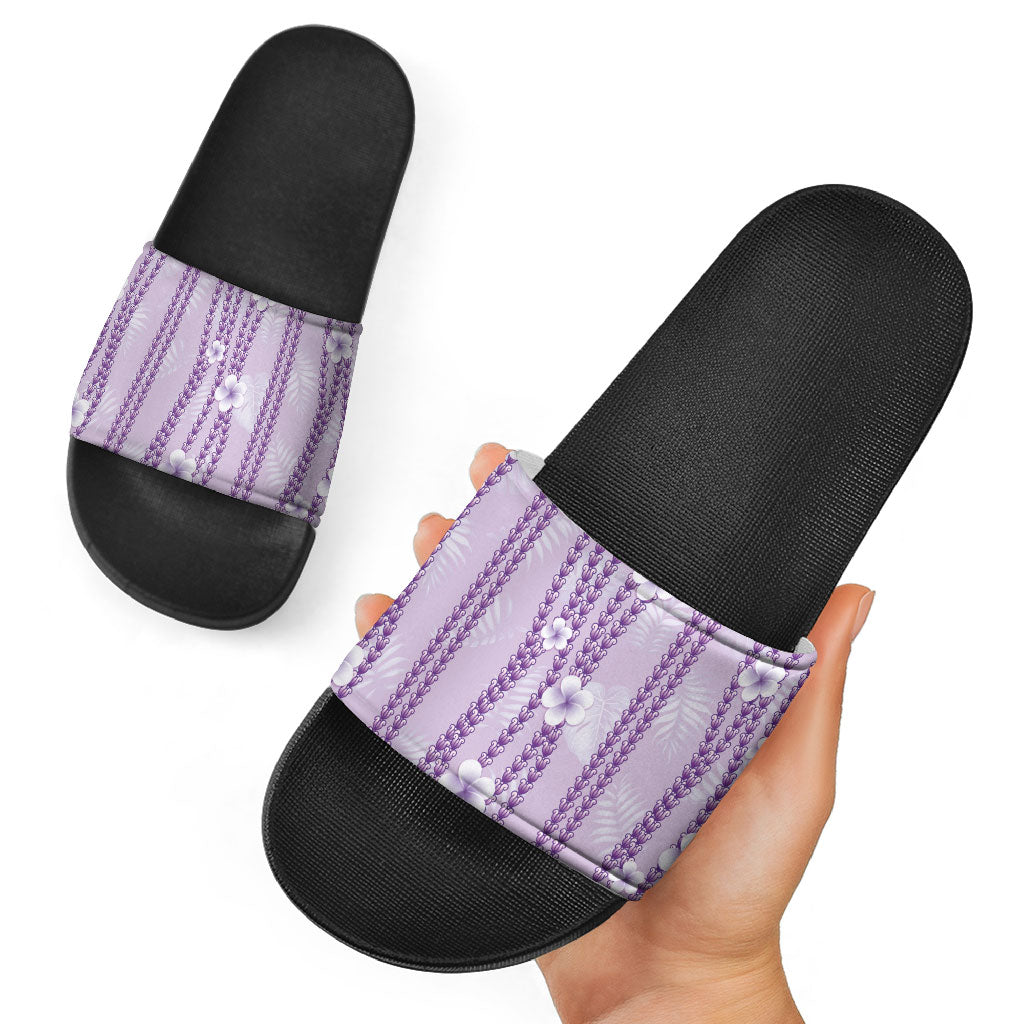 Hawaii Queen Liliuokalani Slide Sandals Lavender Lei Pua Kalaunu LT05 - Polynesian Pride
