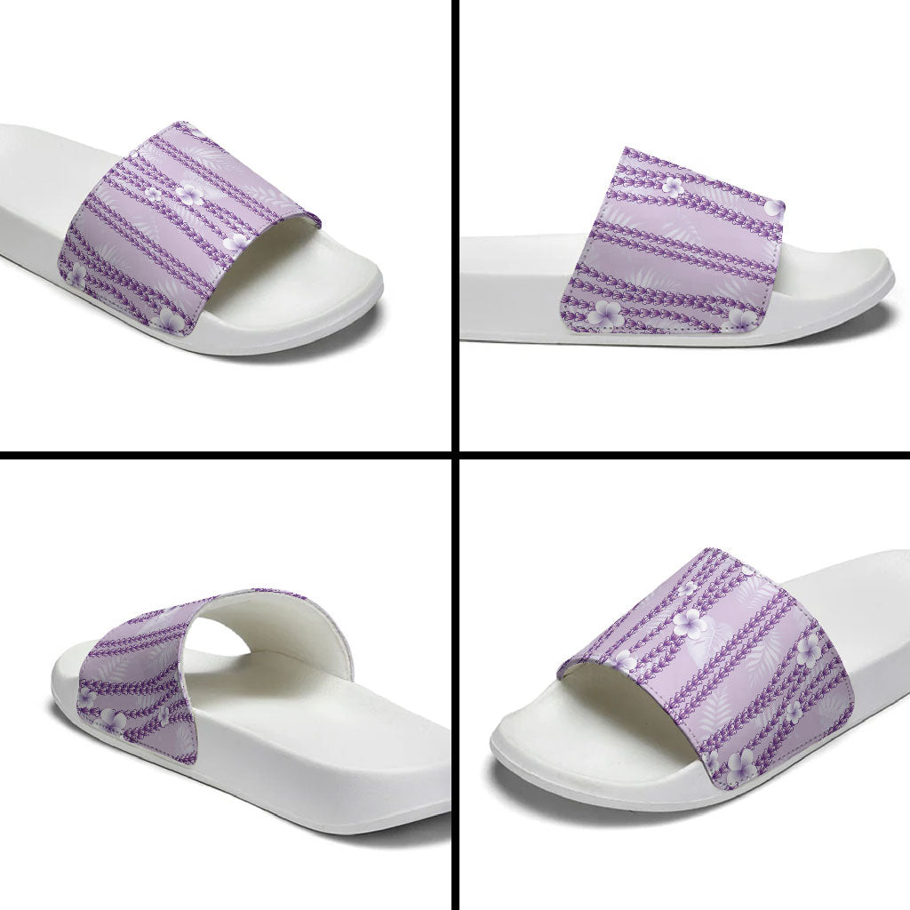 Hawaii Queen Liliuokalani Slide Sandals Lavender Lei Pua Kalaunu LT05 - Polynesian Pride