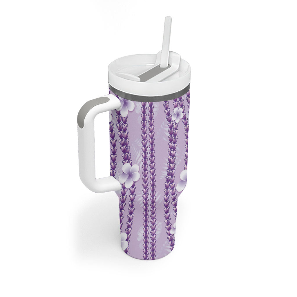 Hawaii Queen Liliuokalani Tumbler With Handle Lavender Lei Pua Kalaunu LT05 - Polynesian Pride