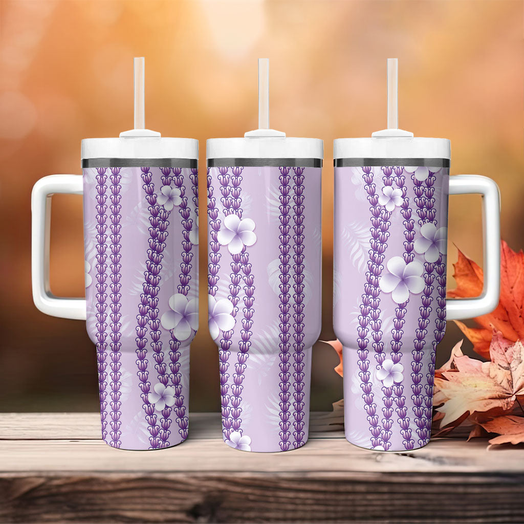 Hawaii Queen Liliuokalani Tumbler With Handle Lavender Lei Pua Kalaunu LT05 - Polynesian Pride