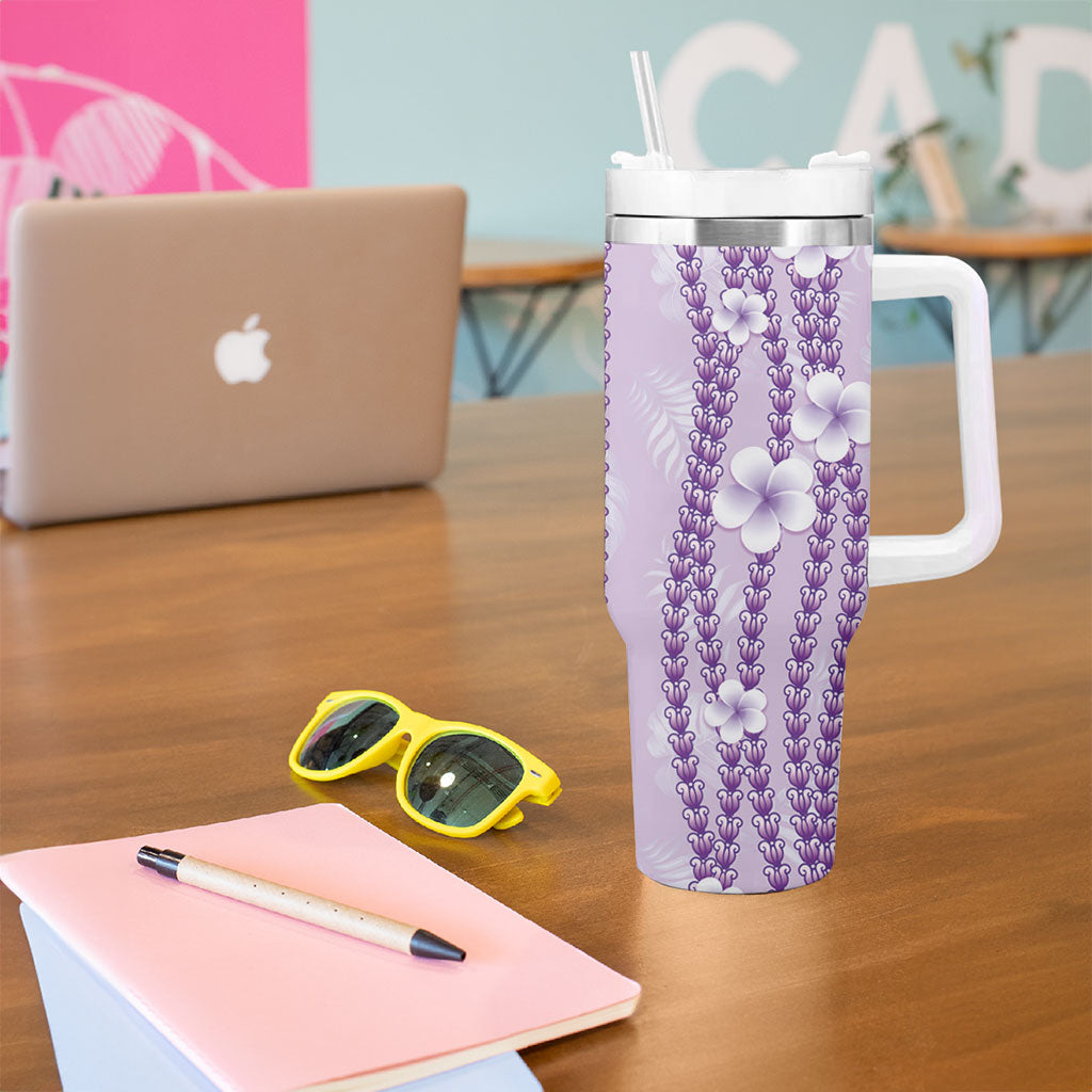 Hawaii Queen Liliuokalani Tumbler With Handle Lavender Lei Pua Kalaunu LT05 - Polynesian Pride