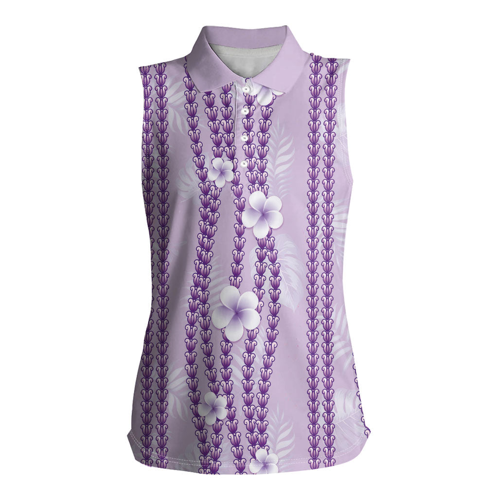 Hawaii Queen Liliuokalani Women Sleeveless Polo Shirt Lavender Lei Pua Kalaunu