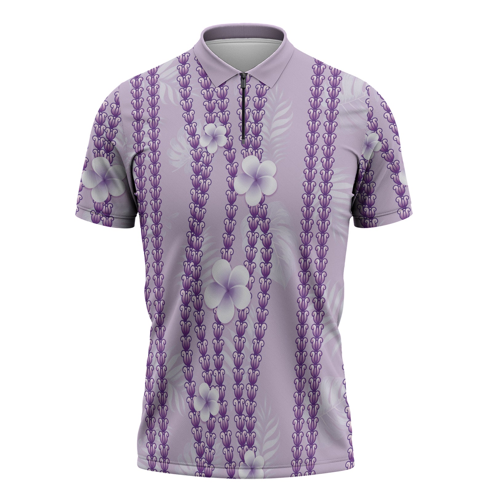 Hawaii Queen Liliuokalani Zipper Polo Shirt Lavender Lei Pua Kalaunu LT05 Lavender - Polynesian Pride
