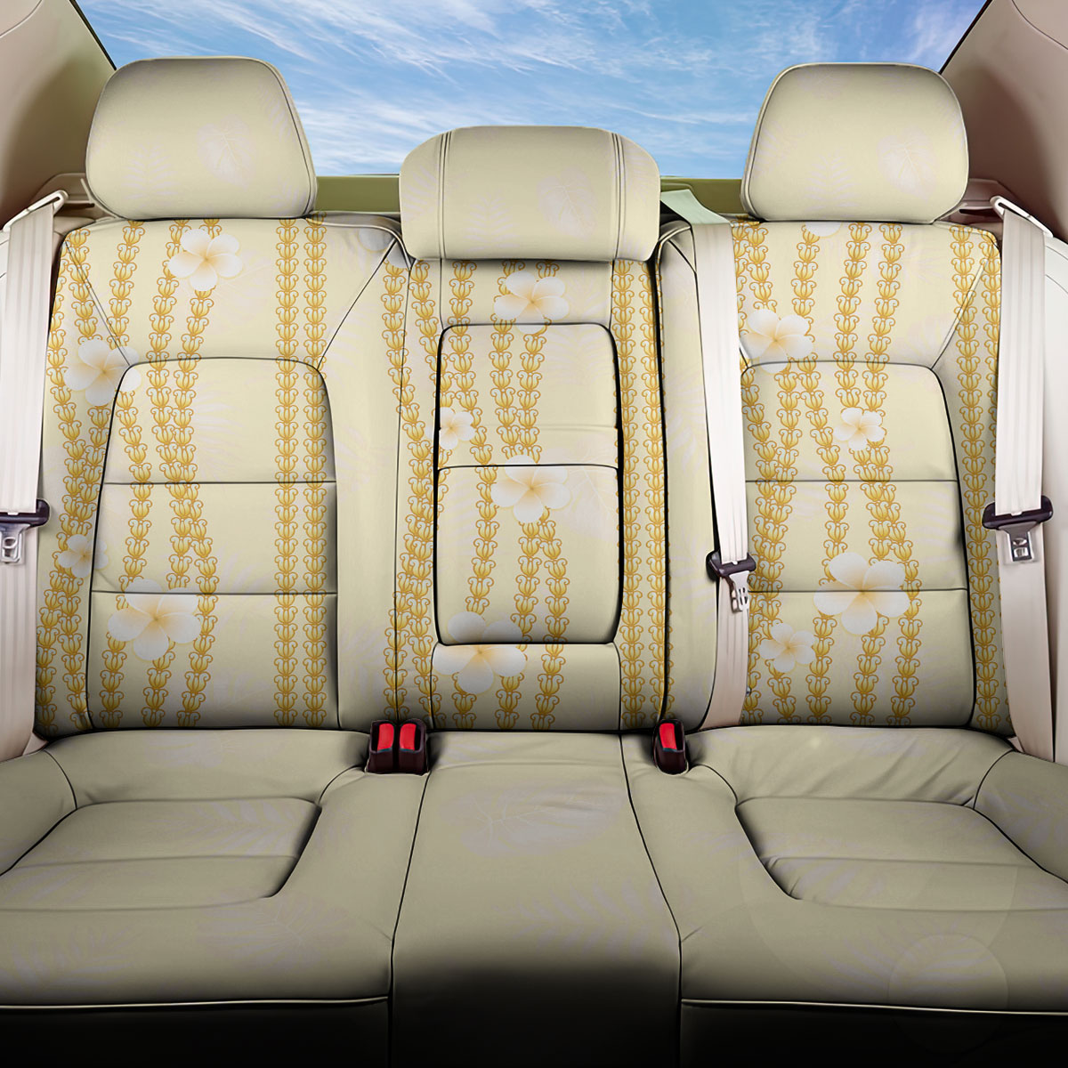Hawaii Queen Liliuokalani Back Car Seat Cover Gold Lei Pua Kalaunu LT05 One Size Gold - Polynesian Pride