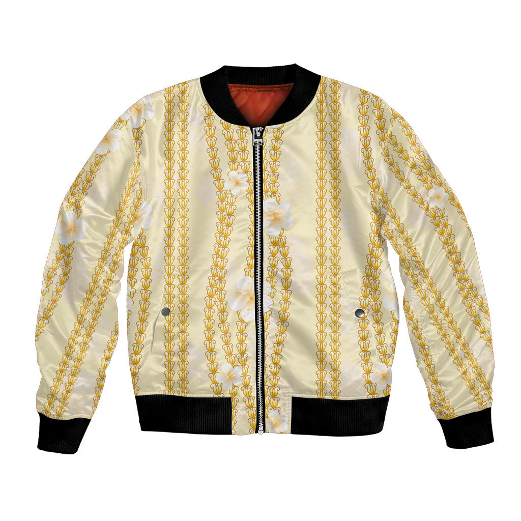 Hawaii Queen Liliuokalani Bomber Jacket Gold Lei Pua Kalaunu LT05 Unisex Gold - Polynesian Pride