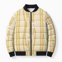 Hawaii Queen Liliuokalani Bomber Puffer Jacket Gold Lei Pua Kalaunu LT05 Unisex Gold - Polynesian Pride
