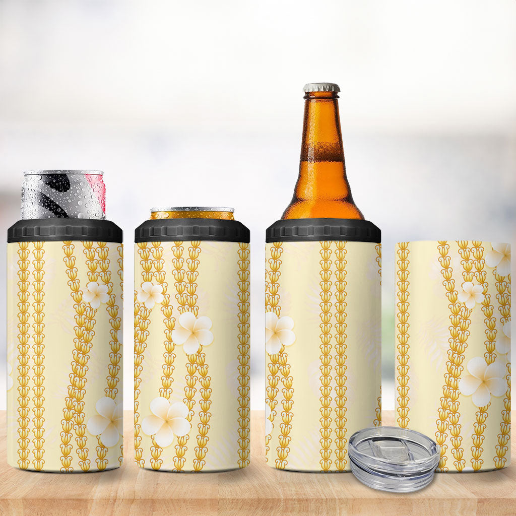 Hawaii Queen Liliuokalani 4 in 1 Can Cooler Tumbler Gold Lei Pua Kalaunu LT05 - Polynesian Pride