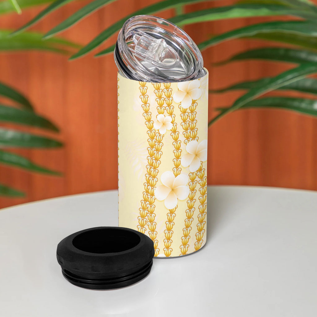 Hawaii Queen Liliuokalani 4 in 1 Can Cooler Tumbler Gold Lei Pua Kalaunu LT05 - Polynesian Pride
