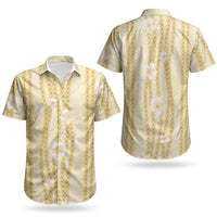 Hawaii Queen Liliuokalani Couples Matching Off Shoulder Maxi Dress and Hawaiian Shirt Gold Lei Pua Kalaunu LT05 - Polynesian Pride