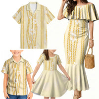 Hawaii Queen Liliuokalani Family Matching Mermaid Dress and Hawaiian Shirt Gold Lei Pua Kalaunu LT05 - Polynesian Pride