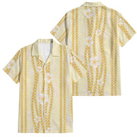 Hawaii Queen Liliuokalani Family Matching Mermaid Dress and Hawaiian Shirt Gold Lei Pua Kalaunu LT05 Dad's Shirt - Short Sleeve Gold - Polynesian Pride
