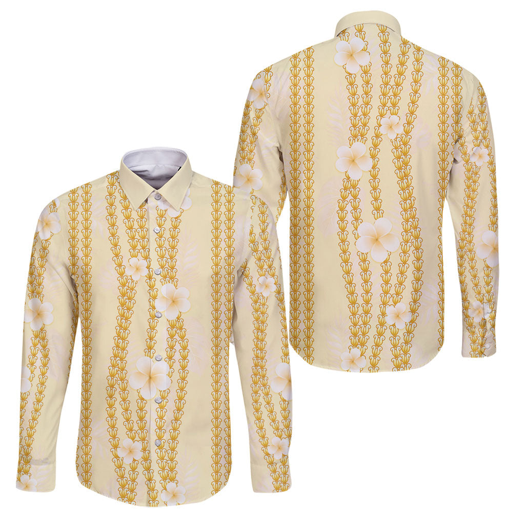 Hawaii Queen Liliuokalani Family Matching Mermaid Dress and Hawaiian Shirt Gold Lei Pua Kalaunu LT05 Dad's Shirt - Long Sleeve Gold - Polynesian Pride