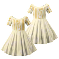 Hawaii Queen Liliuokalani Family Matching Mermaid Dress and Hawaiian Shirt Gold Lei Pua Kalaunu LT05 Daughter's Dress Gold - Polynesian Pride