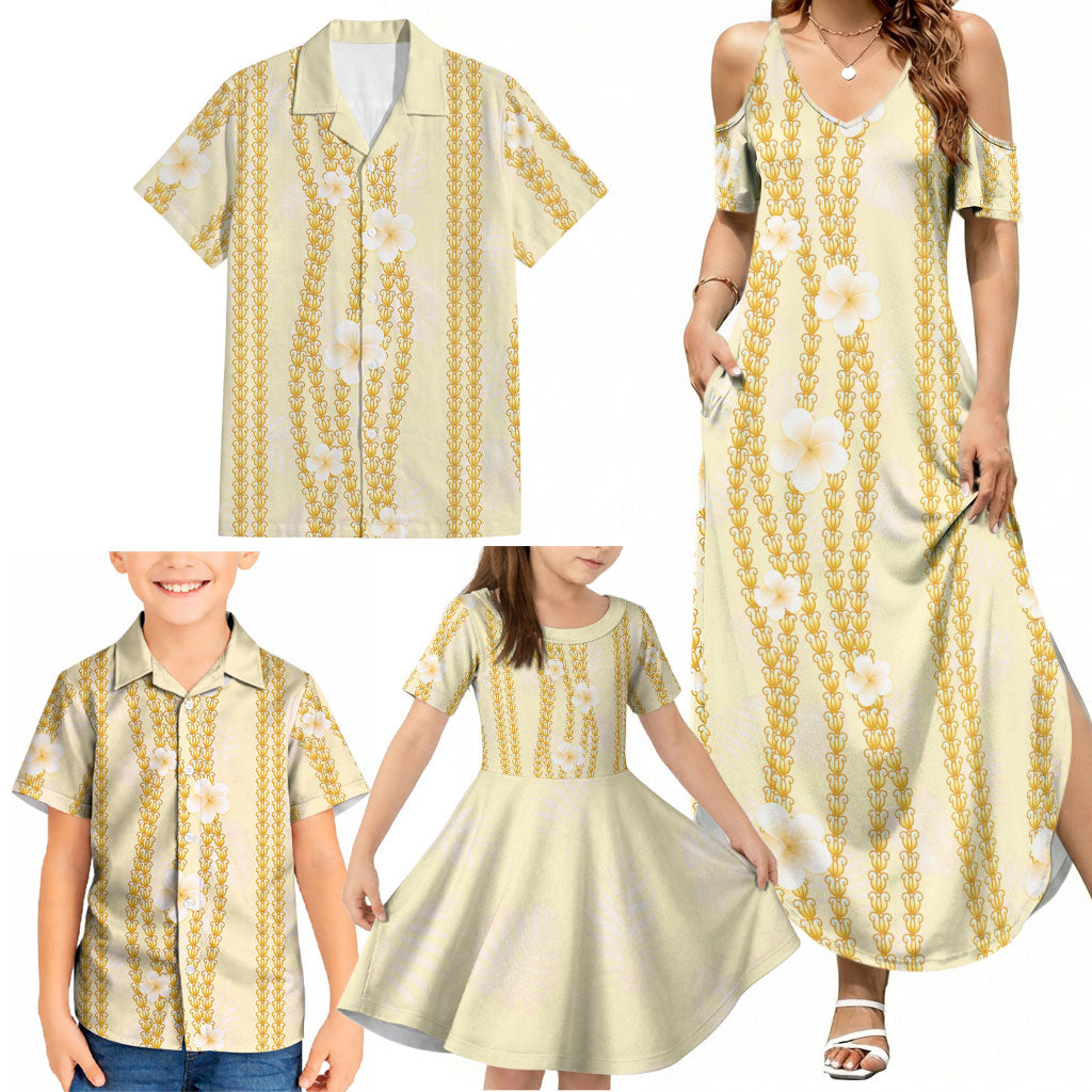 Hawaii Queen Liliuokalani Family Matching Summer Maxi Dress and Hawaiian Shirt Gold Lei Pua Kalaunu LT05 - Polynesian Pride