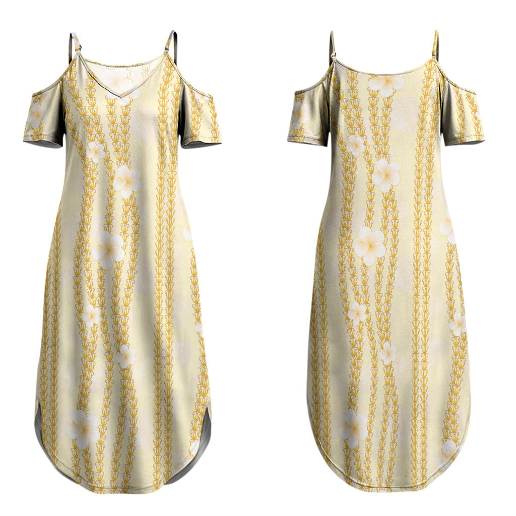 Hawaii Queen Liliuokalani Family Matching Summer Maxi Dress and Hawaiian Shirt Gold Lei Pua Kalaunu LT05 Mom's Dress Gold - Polynesian Pride