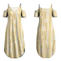 Hawaii Queen Liliuokalani Family Matching Summer Maxi Dress and Hawaiian Shirt Gold Lei Pua Kalaunu LT05 Mom's Dress Gold - Polynesian Pride