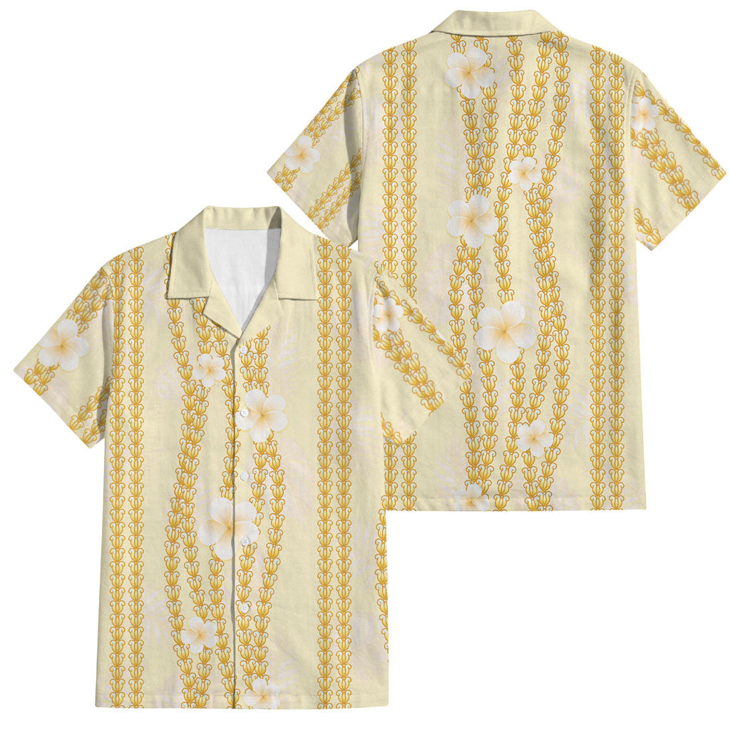 Hawaii Queen Liliuokalani Family Matching Summer Maxi Dress and Hawaiian Shirt Gold Lei Pua Kalaunu LT05 Dad's Shirt - Short Sleeve Gold - Polynesian Pride