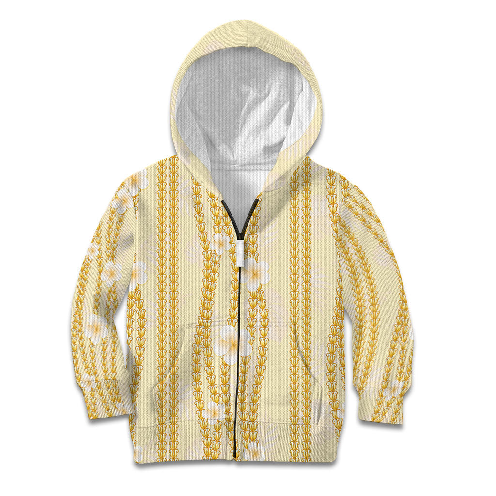 Hawaii Queen Liliuokalani Kid Hoodie Gold Lei Pua Kalaunu LT05 Zip Hoodie Gold - Polynesian Pride