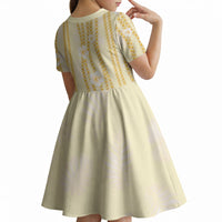 Hawaii Queen Liliuokalani Kid Short Sleeve Dress Gold Lei Pua Kalaunu LT05 - Polynesian Pride