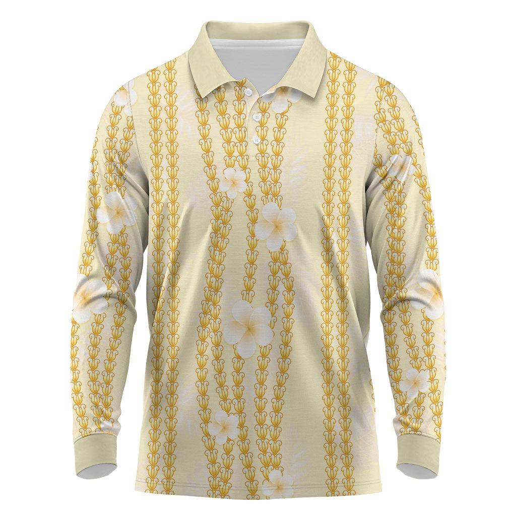 Hawaii Queen Liliuokalani Long Sleeve Polo Shirt Gold Lei Pua Kalaunu LT05 Gold - Polynesian Pride