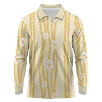 Hawaii Queen Liliuokalani Long Sleeve Polo Shirt Gold Lei Pua Kalaunu LT05 Gold - Polynesian Pride