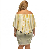 Hawaii Queen Liliuokalani Off Shoulder Short Dress Gold Lei Pua Kalaunu LT05 - Polynesian Pride
