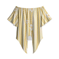Hawaii Queen Liliuokalani Off Shoulder Wrap Waist Top Gold Lei Pua Kalaunu LT05 - Polynesian Pride