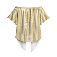 Hawaii Queen Liliuokalani Off Shoulder Wrap Waist Top Gold Lei Pua Kalaunu LT05 - Polynesian Pride