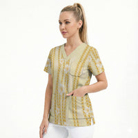 Hawaii Queen Liliuokalani Scrub Top Gold Lei Pua Kalaunu LT05 - Polynesian Pride