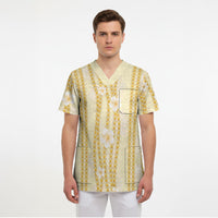 Hawaii Queen Liliuokalani Scrub Top Gold Lei Pua Kalaunu LT05 - Polynesian Pride
