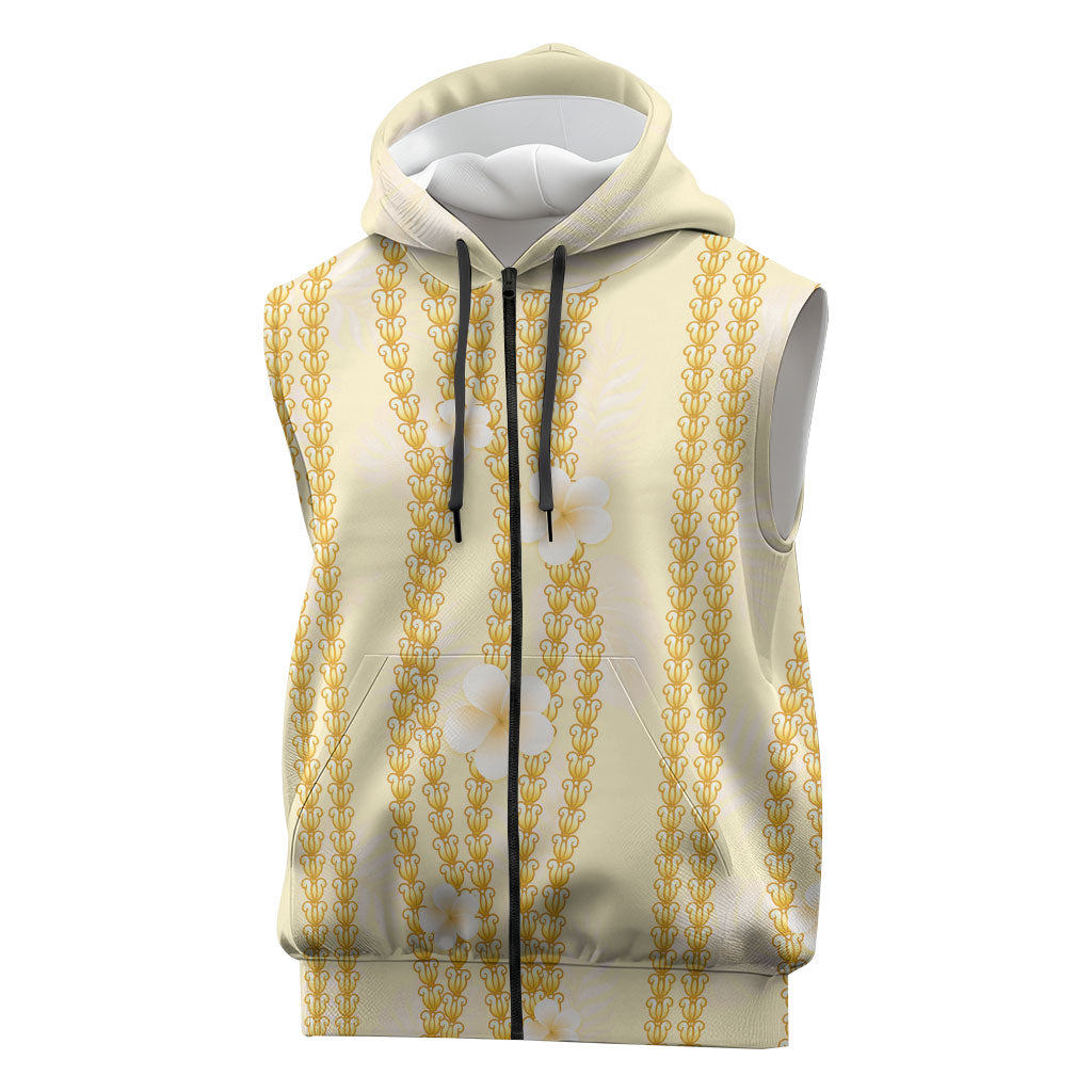 Hawaii Queen Liliuokalani Sleeveless Zip Hoodie Gold Lei Pua Kalaunu