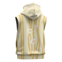 Hawaii Queen Liliuokalani Sleeveless Zip Hoodie Gold Lei Pua Kalaunu LT05 - Polynesian Pride