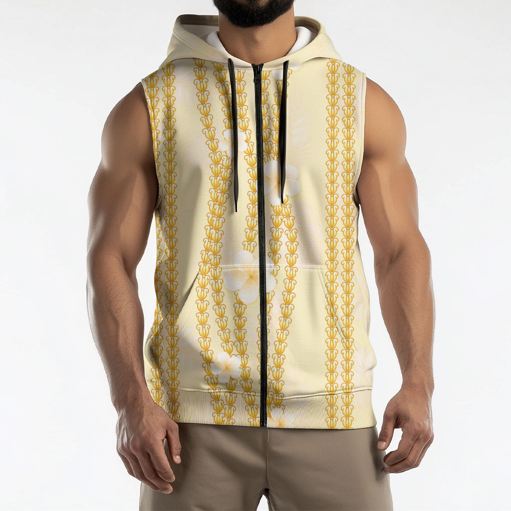 Hawaii Queen Liliuokalani Sleeveless Zip Hoodie Gold Lei Pua Kalaunu LT05 - Polynesian Pride