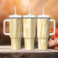Hawaii Queen Liliuokalani Tumbler With Handle Gold Lei Pua Kalaunu LT05 - Polynesian Pride