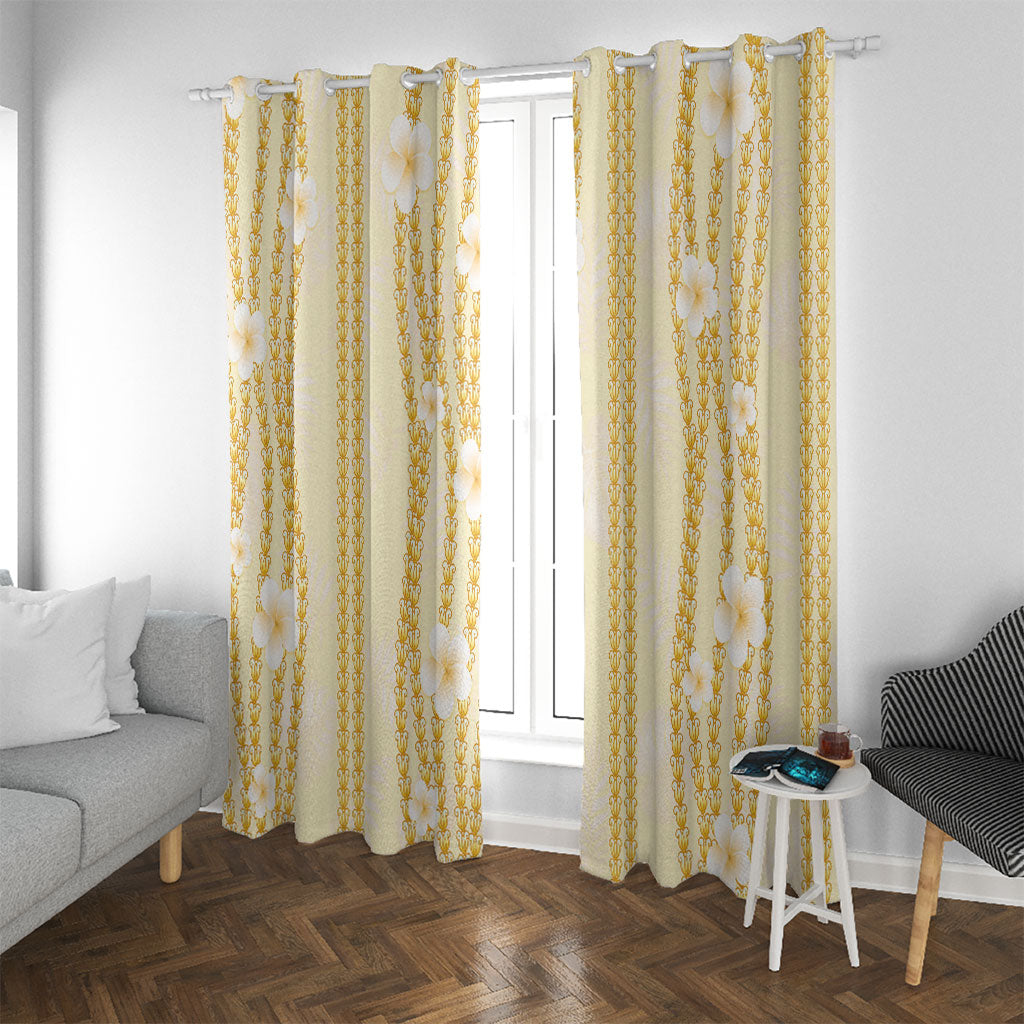 Hawaii Queen Liliuokalani Window Curtain Gold Lei Pua Kalaunu LT05 With Grommets Gold - Polynesian Pride