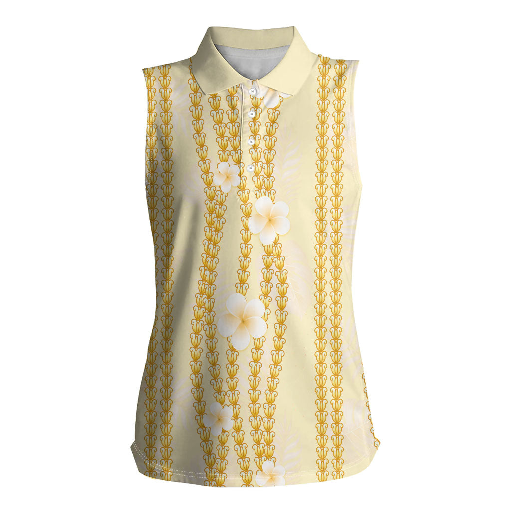 Hawaii Queen Liliuokalani Women Sleeveless Polo Shirt Gold Lei Pua Kalaunu