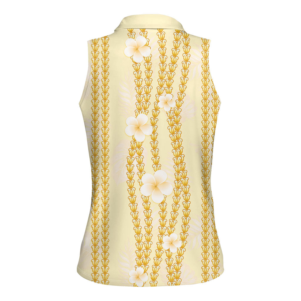 Hawaii Queen Liliuokalani Women Sleeveless Polo Shirt Gold Lei Pua Kalaunu LT05 - Polynesian Pride