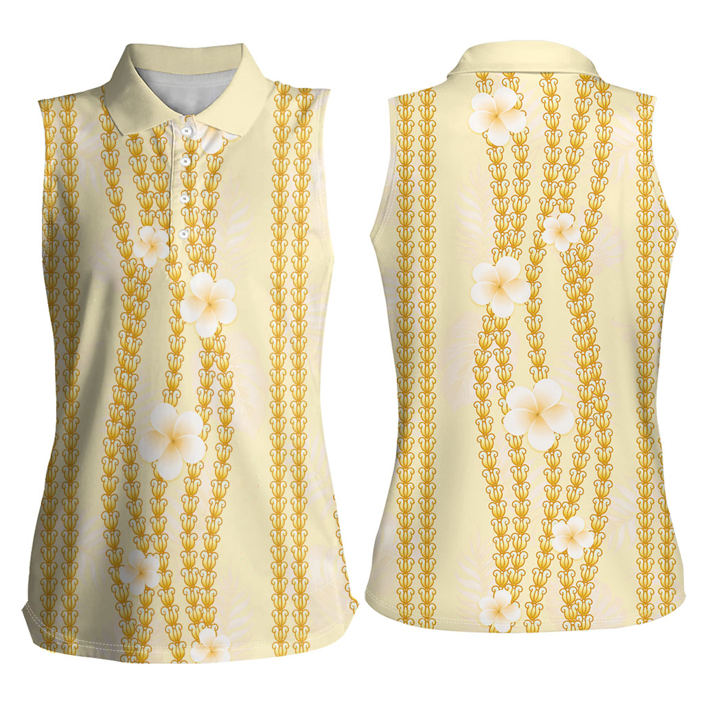 Hawaii Queen Liliuokalani Women Sleeveless Polo Shirt Gold Lei Pua Kalaunu LT05 - Polynesian Pride