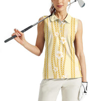 Hawaii Queen Liliuokalani Women Sleeveless Polo Shirt Gold Lei Pua Kalaunu LT05 - Polynesian Pride