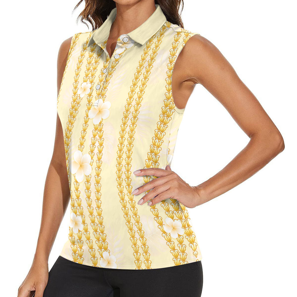 Hawaii Queen Liliuokalani Women Sleeveless Polo Shirt Gold Lei Pua Kalaunu LT05 - Polynesian Pride